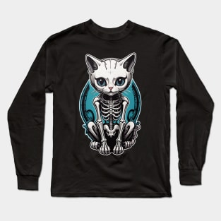 White Skeleton Cat 3 Long Sleeve T-Shirt